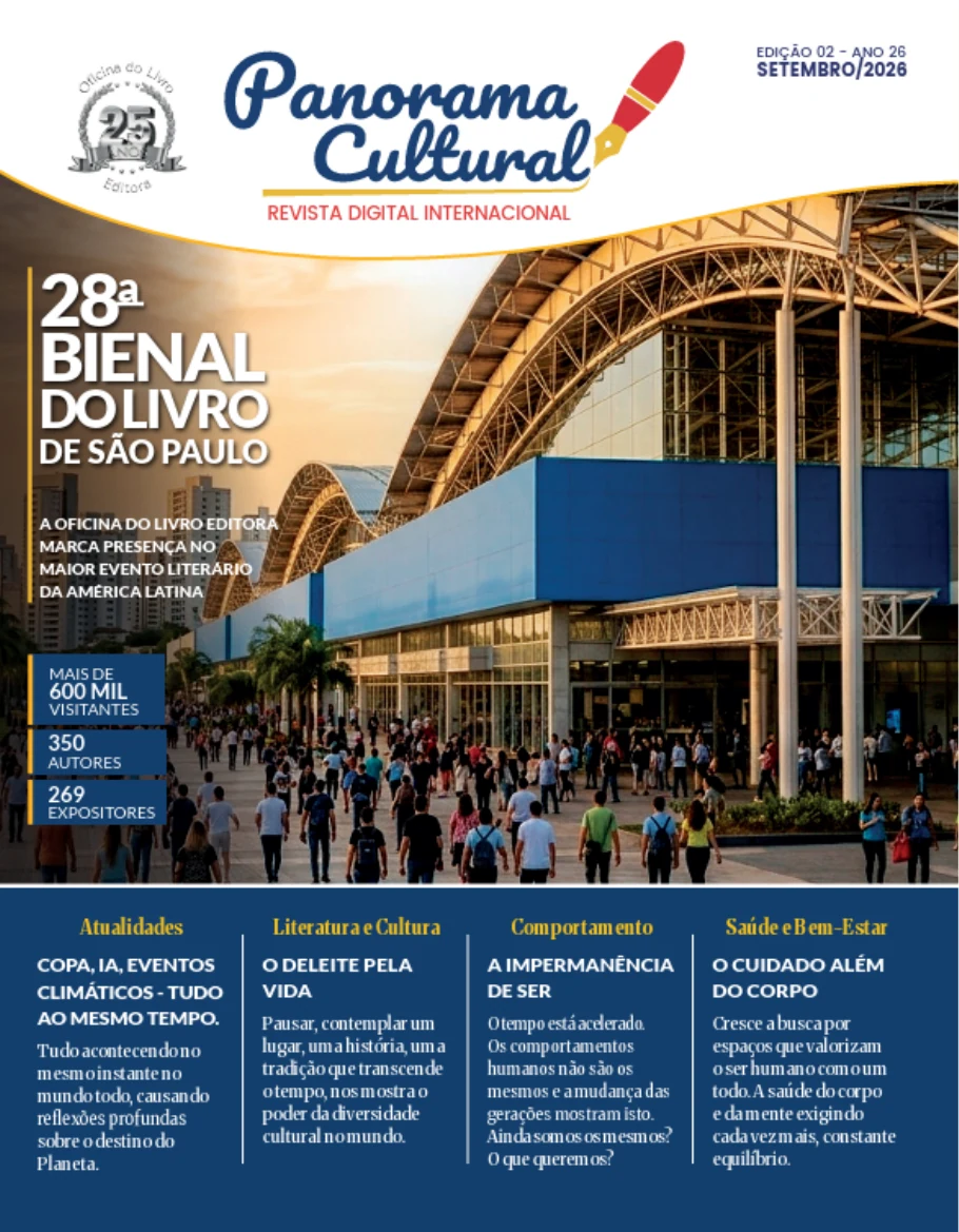 Capa da Panorama Cultural, edição 2, setembro de 2026, com destaque para a 28ª Bienal do Livro de São Paulo